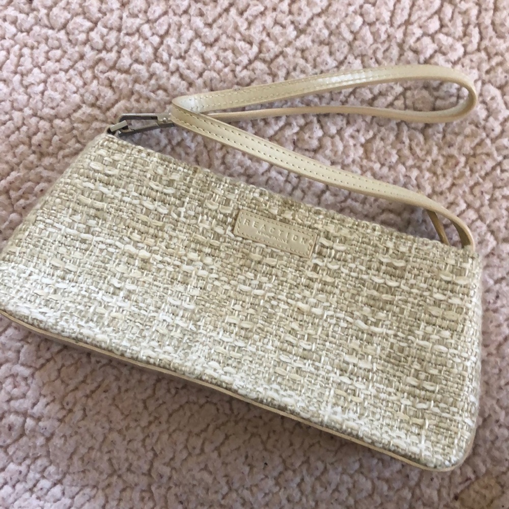 white tweed purse